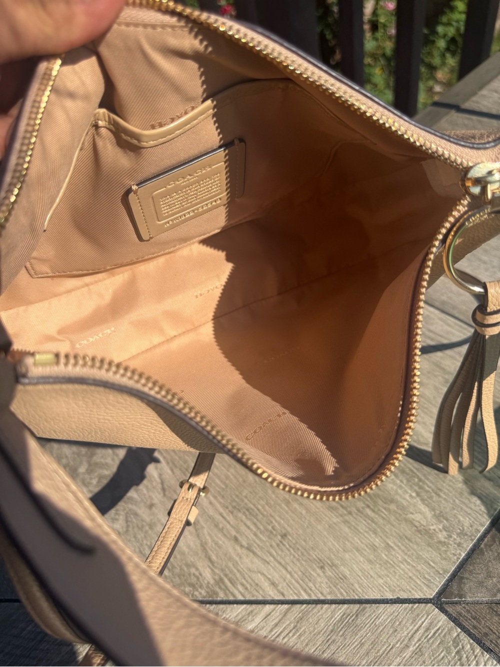 NWOT Coach Sutton Crossbody in Polished Pebble Leather Beige Neutral Tassel - Picture 9 of 10